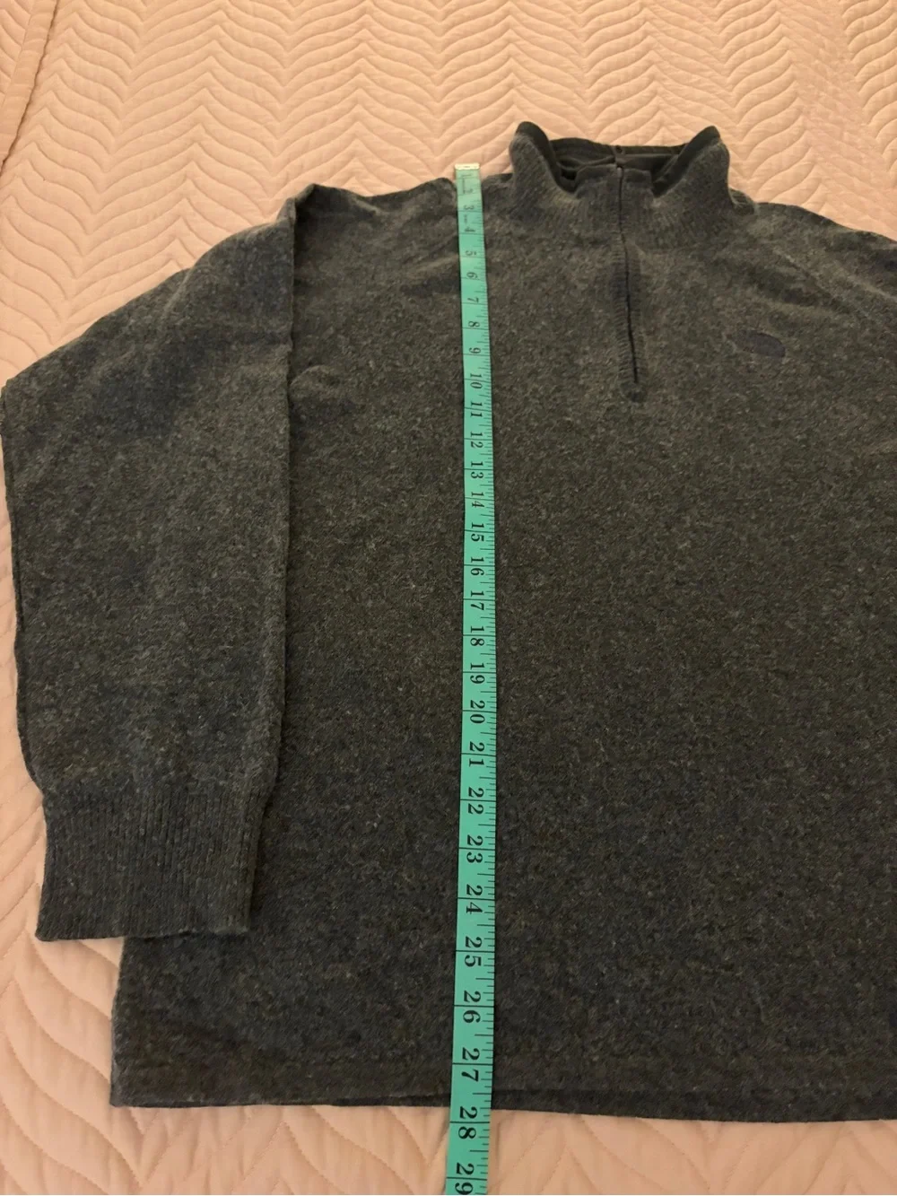 The North Face Men’s XL/TG Quarter Zip Sweater Gray Cotton Wool Blend Pullover